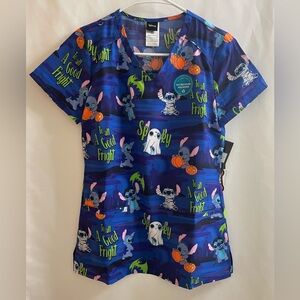 Tooniforms Women's Disney Stitch Scrub Top Size XS